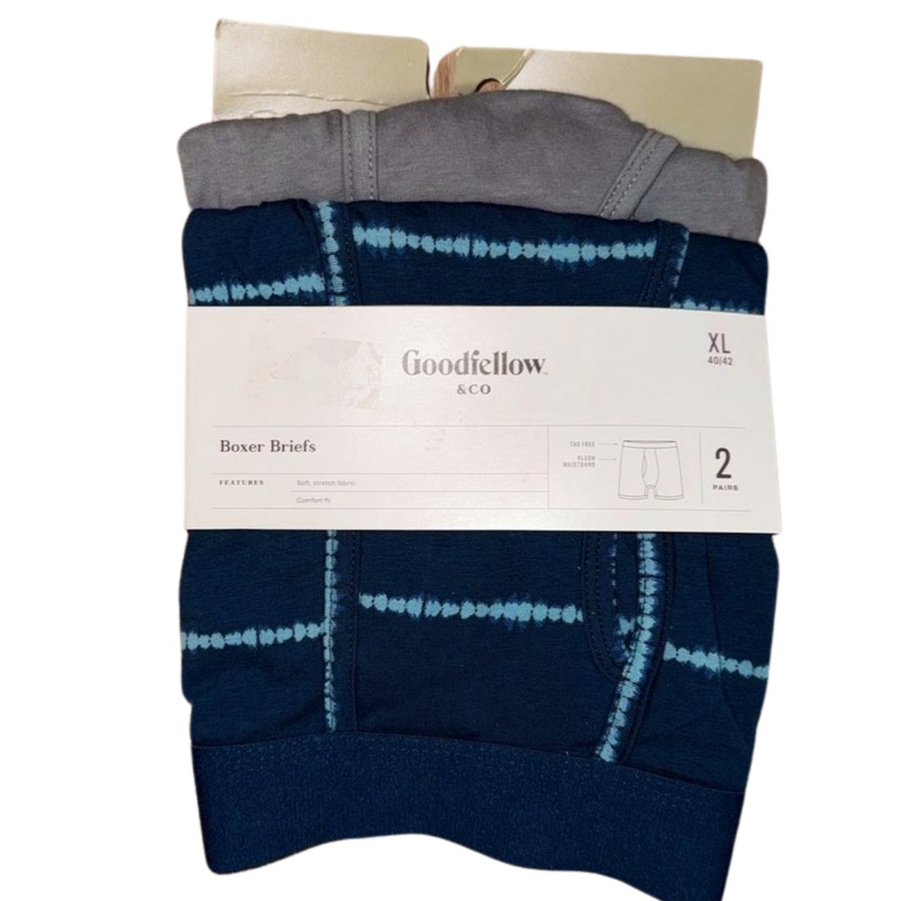 NWT Men's Boxer Briefs 2pk - Goodfellow & Co - XL 40/42 Blue Stripe